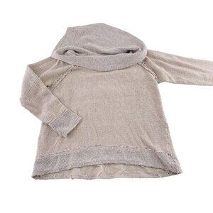 Lucky Brand Womens Cowl Neck Sweater Beige Knit Cotton/Polyester‎ Size Small